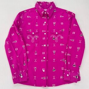 Panhandle Girls Magenta Pink Teepee Arrow Western Snap Shirt Medium